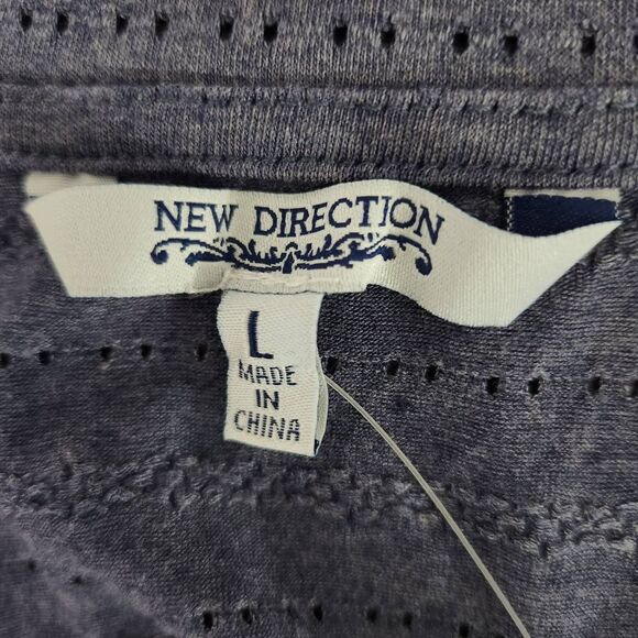 New Direction Navy T-Shirt Size Large Dark Blue Knit Top - Picture 5 of 8